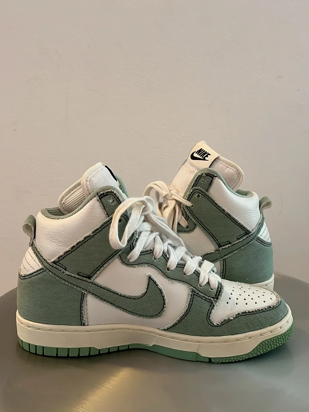 Nike Dunk High 1985 Enamel Green Denim Women’s Size 5